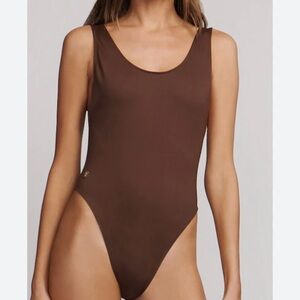 ETERNE - BELLA TANK ONE PIECE SWIMSUIT - SIZE MEDIUM - CHOCOLATE